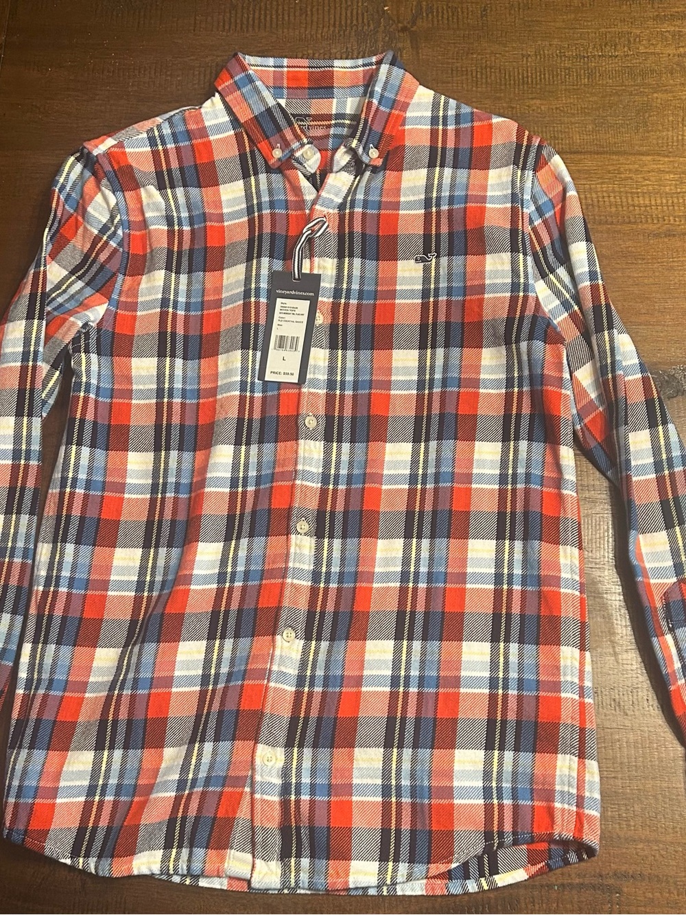 Vineyard Vines Red, Blue & White Plaid Button-Down Shirt